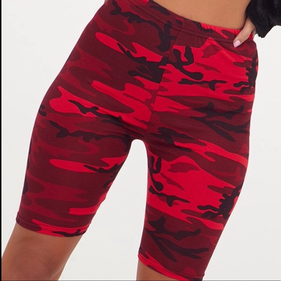 Red camo biker shorts Clearance